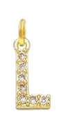 Gold Plated CZ Initial Charms - L