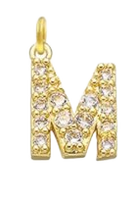 Gold Plated CZ Initial Charms - M