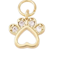 Paw Print CZ Charms - small hollow