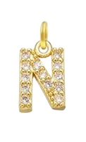 Gold Plated CZ Initial Charms - N