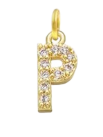 Gold Plated CZ Initial Charms - P