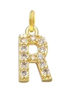 Gold Plated CZ Initial Charms - R