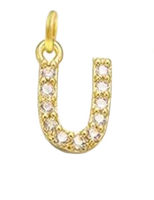 Gold Plated CZ Initial Charms - U