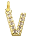 Gold Plated CZ Initial Charms - V