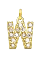Gold Plated CZ Initial Charms - W