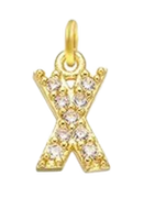 Gold Plated CZ Initial Charms - X