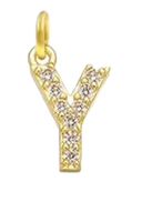Gold Plated CZ Initial Charms - Y