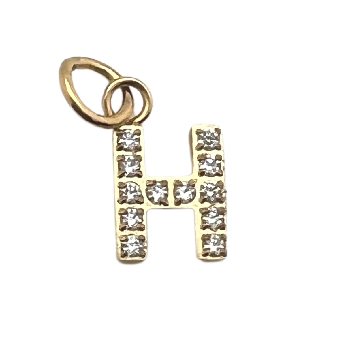 Gold Pavé Set CZ Initial Letter Charms: S