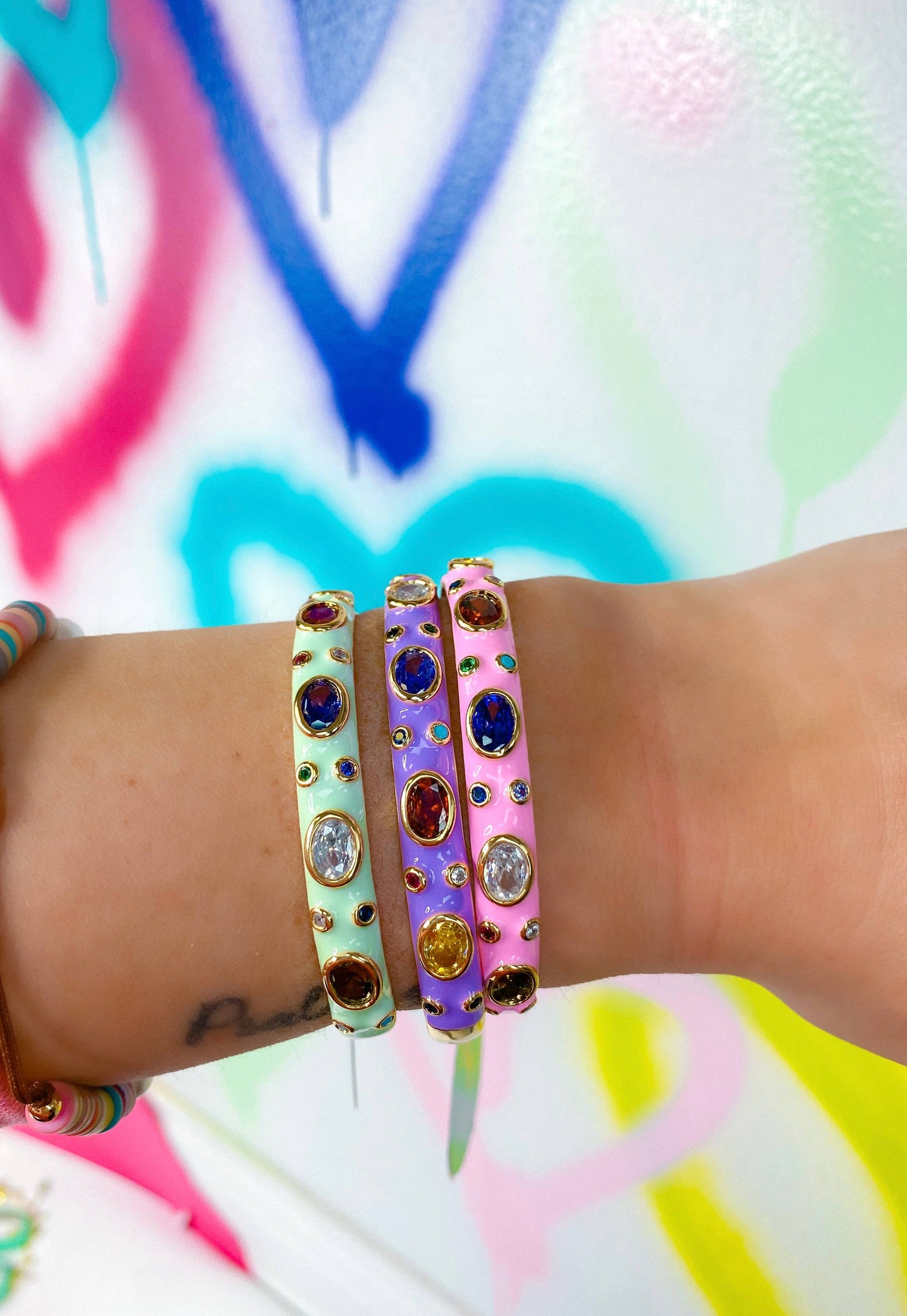 Porsha Enamel Bangle: Pink