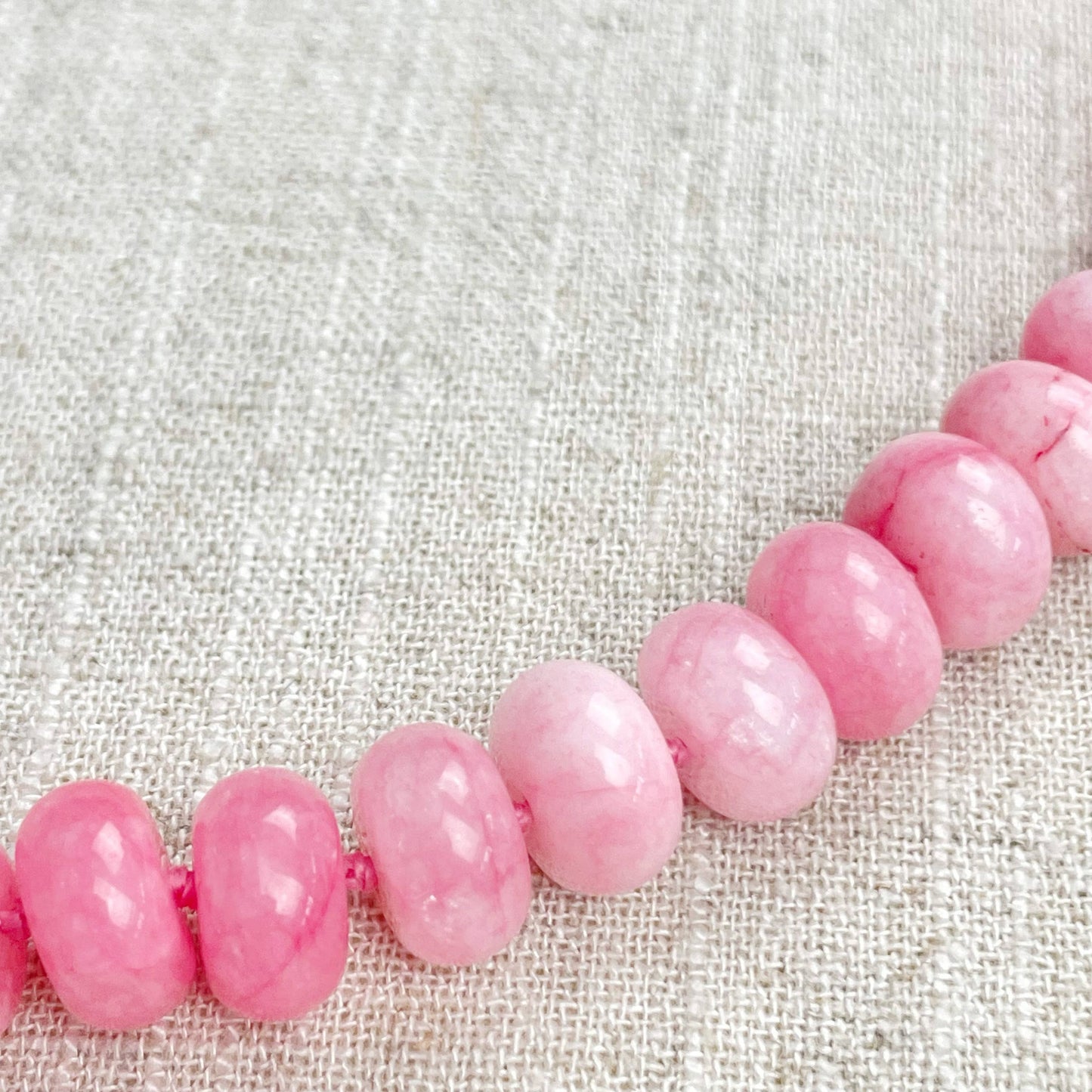 Pink Jade 10mm Hand Knotted Beaded Necklace