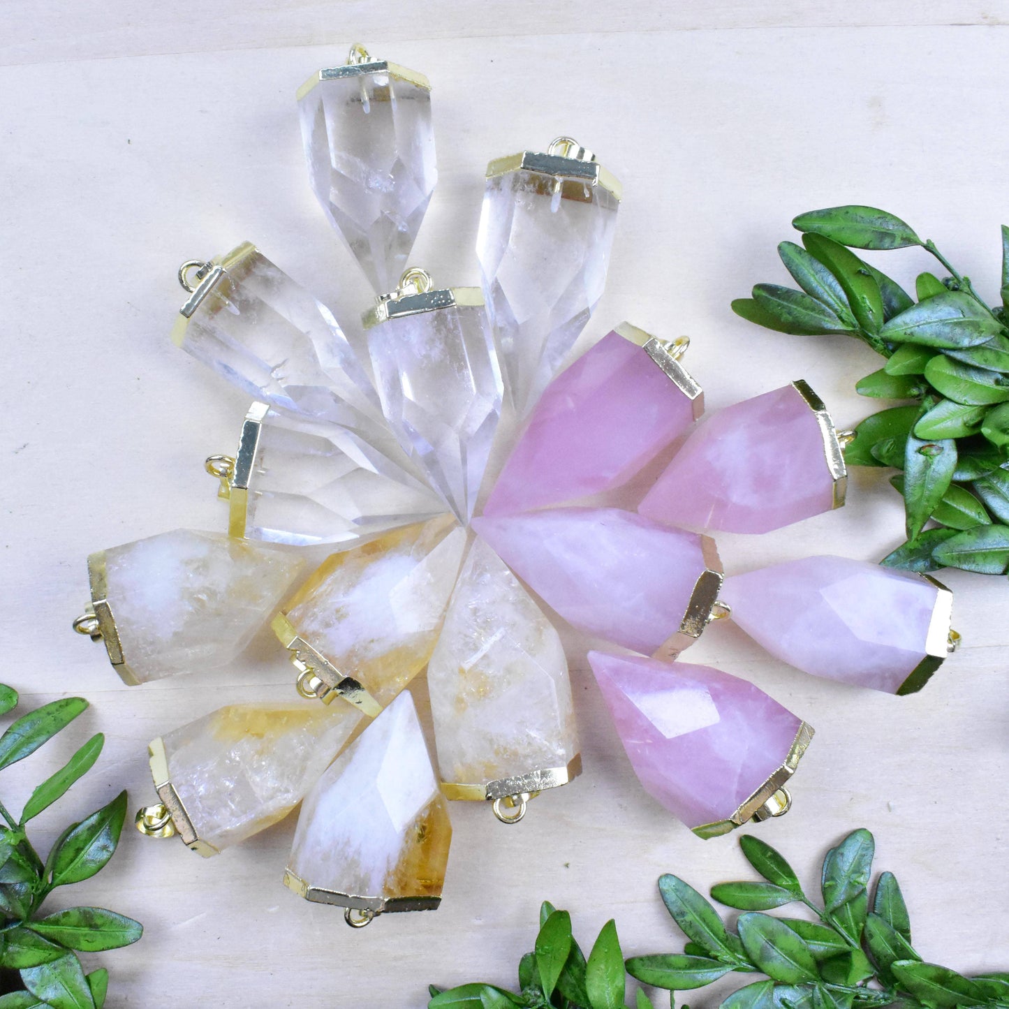 Gold Chunky Gemstone Drop Necklace: Rose Quartz