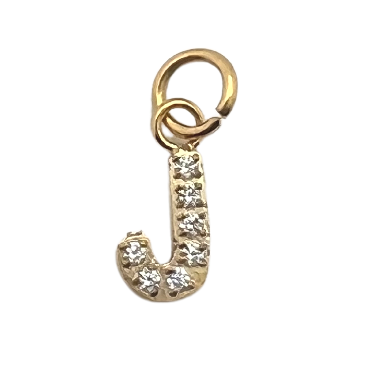 Gold Pavé Set CZ Initial Letter Charms: E