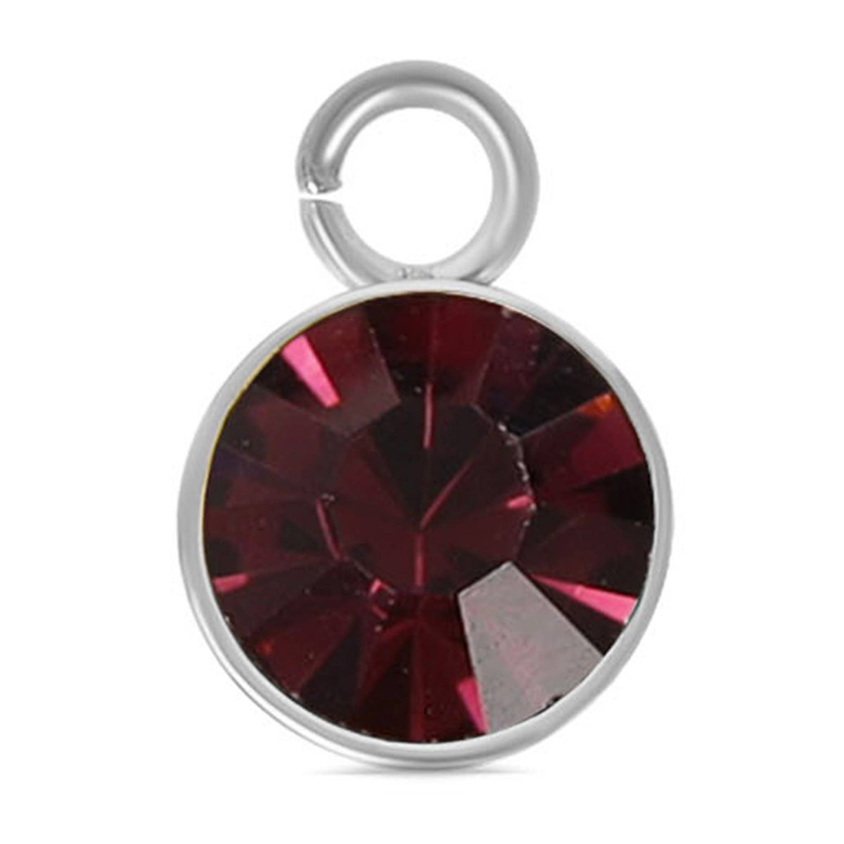 Stainless Steel Cubic Zirconia Birthstone Charm: December/BlueZircon