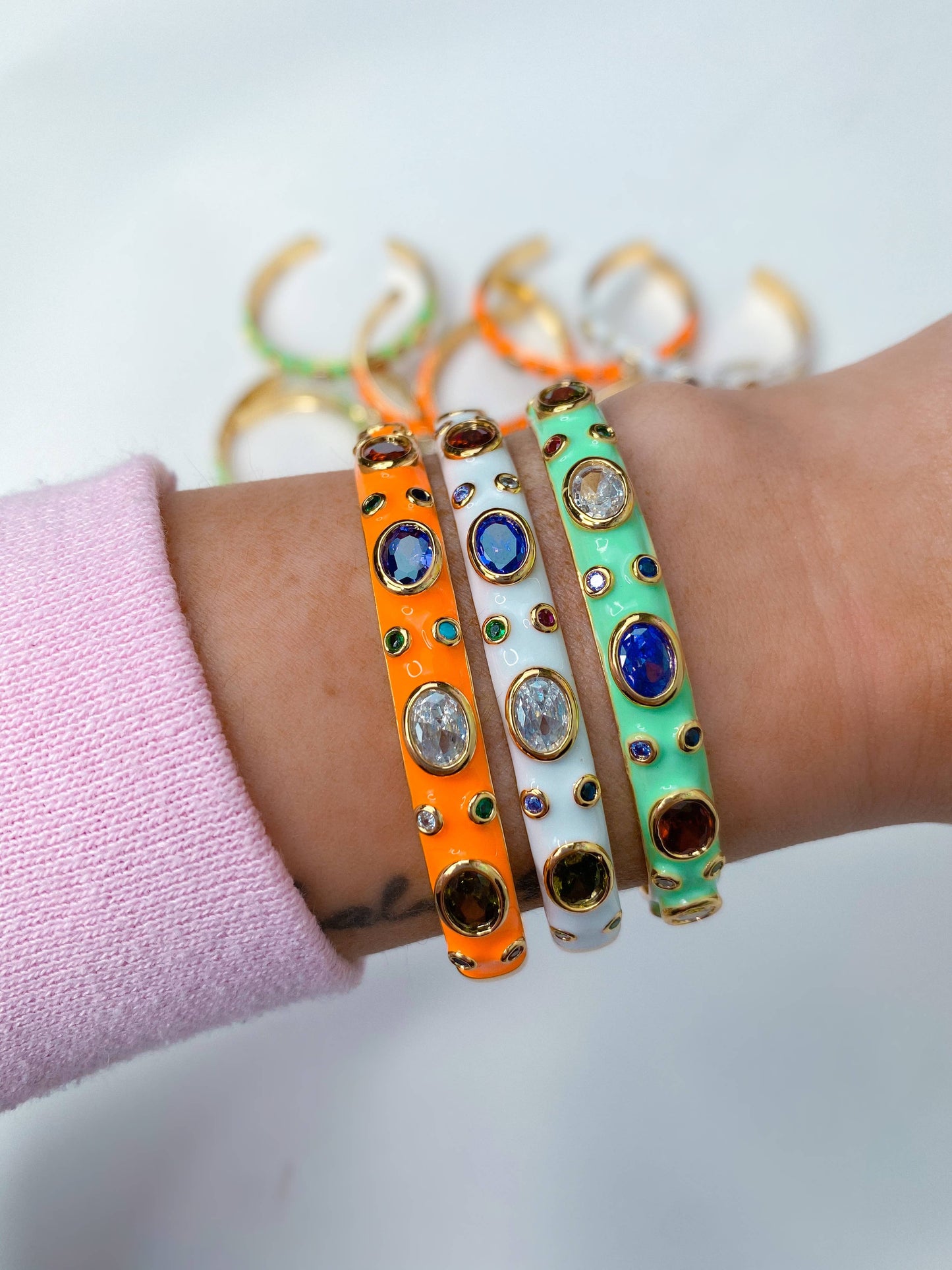 Porsha Enamel Bangle: Mint