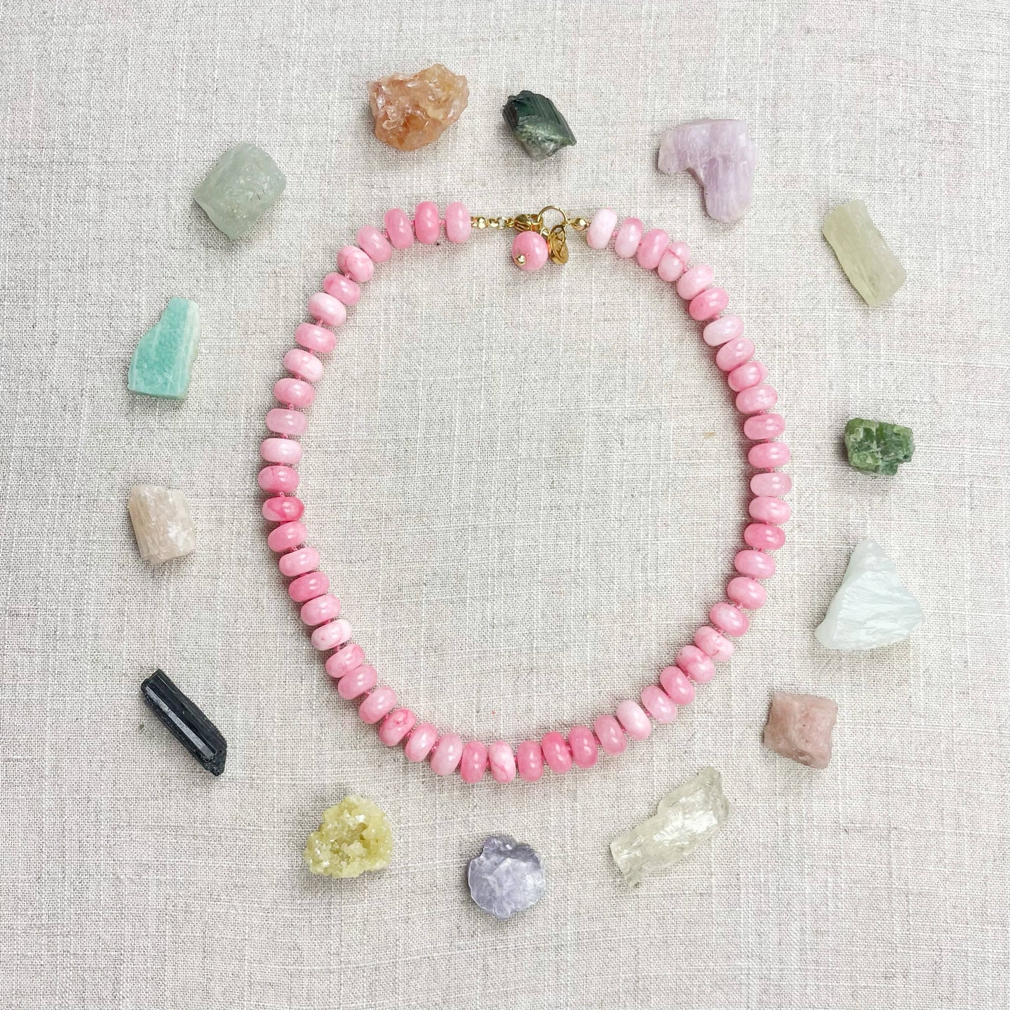 Pink Jade 10mm Hand Knotted Beaded Necklace