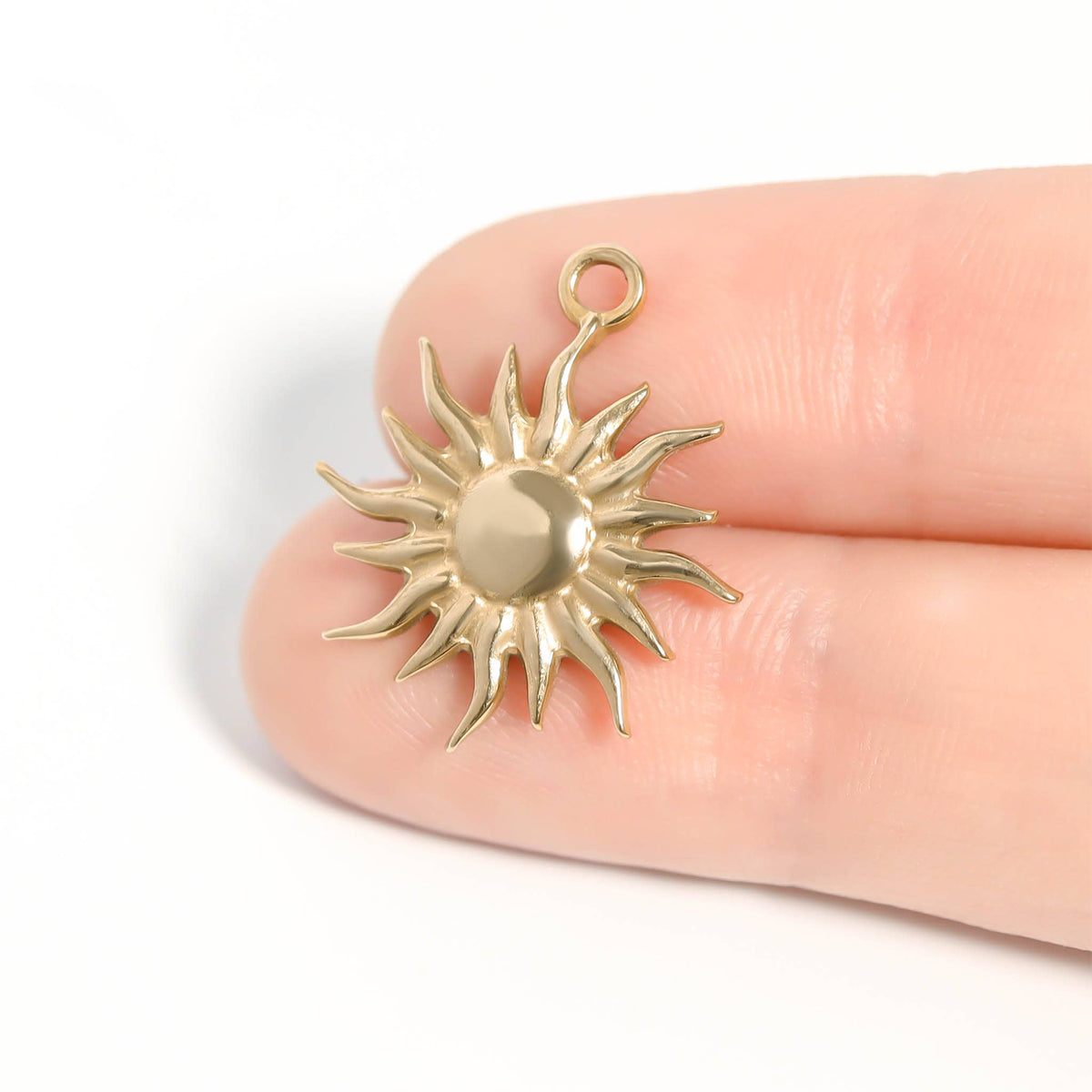 18K Gold Stainless Steel Mystic Sun Charm: Gold