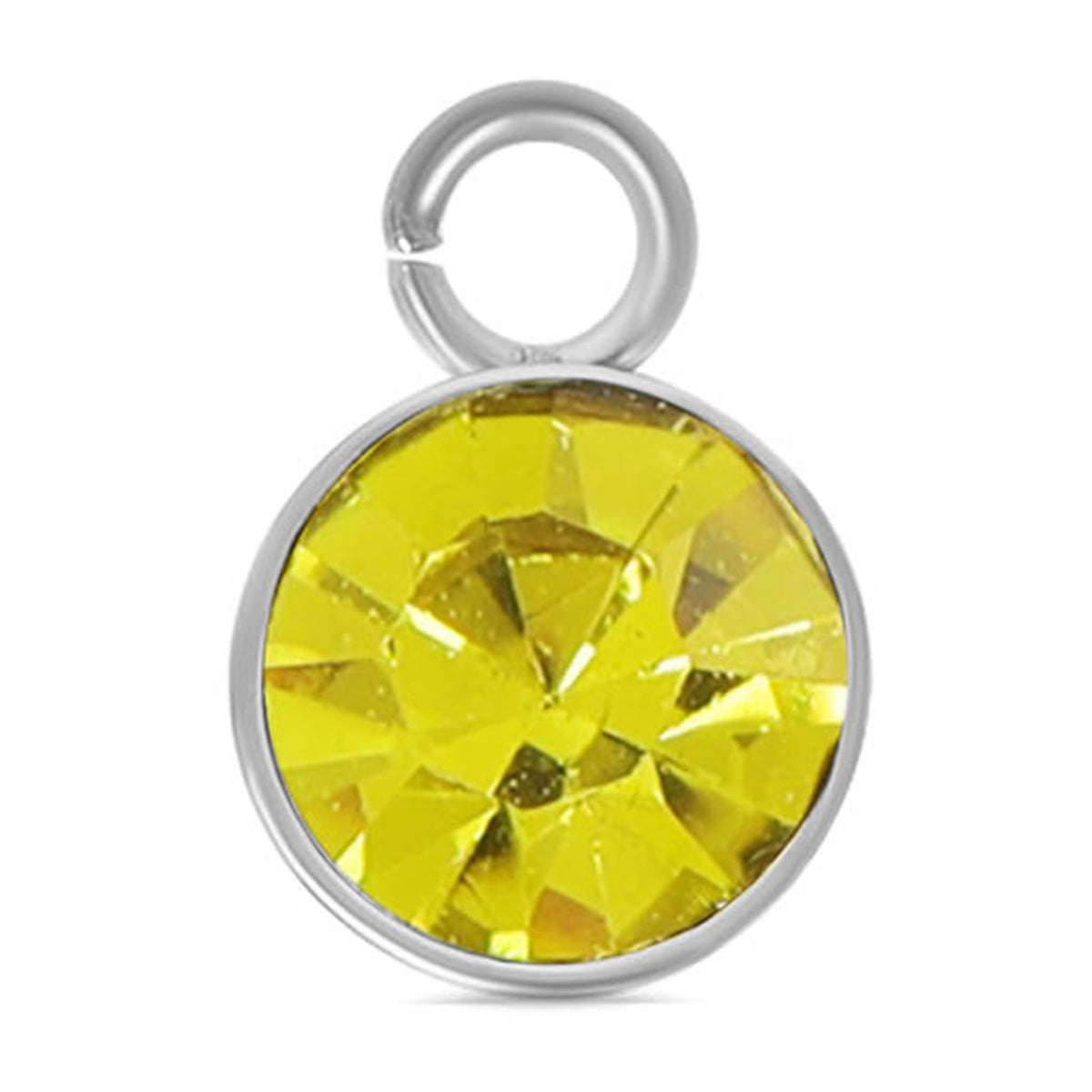 Stainless Steel Cubic Zirconia Birthstone Charm: December/BlueZircon
