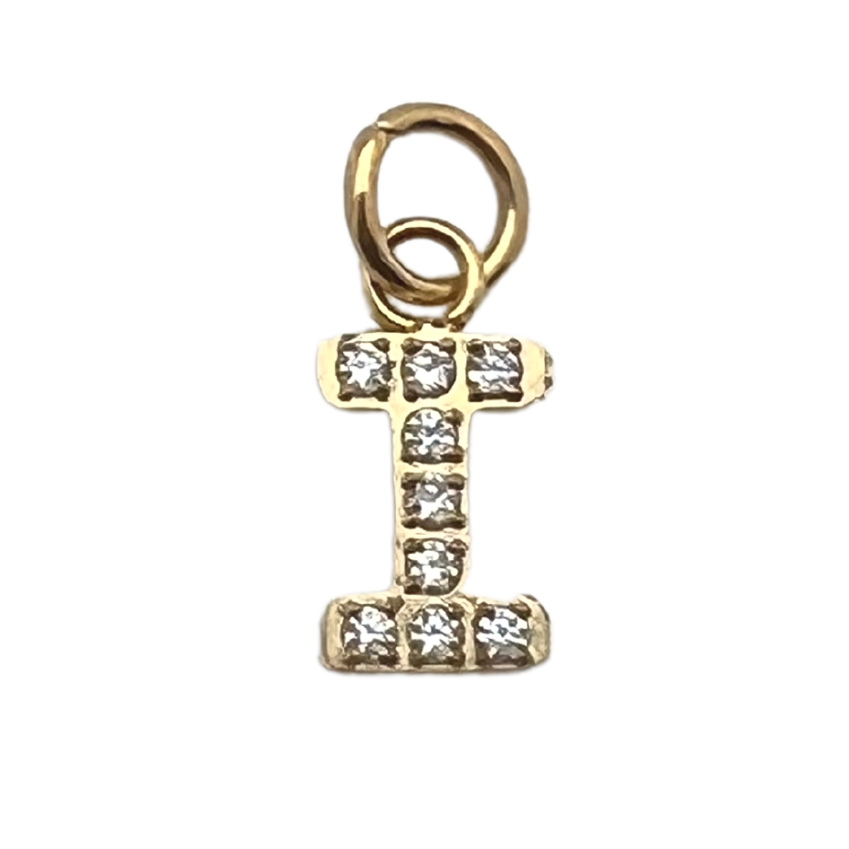 Gold Pavé Set CZ Initial Letter Charms: G