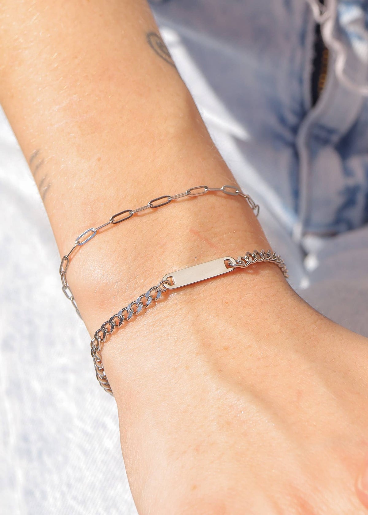 Gold Stainless Steel Paperclip Chain Bracelet + Extension: Stainless / 2.5mm