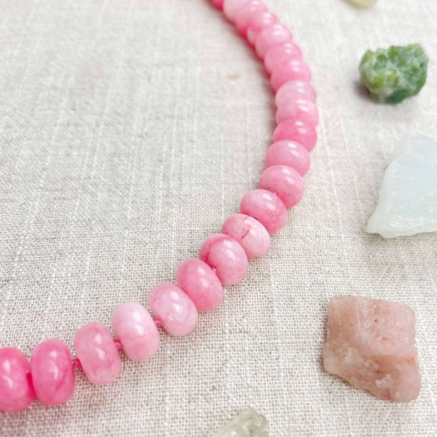 Pink Jade 10mm Hand Knotted Beaded Necklace