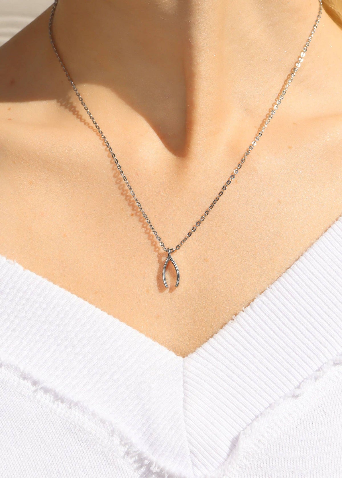 18K Gold PVD Stainless Steel Wishbone Charm: Gold