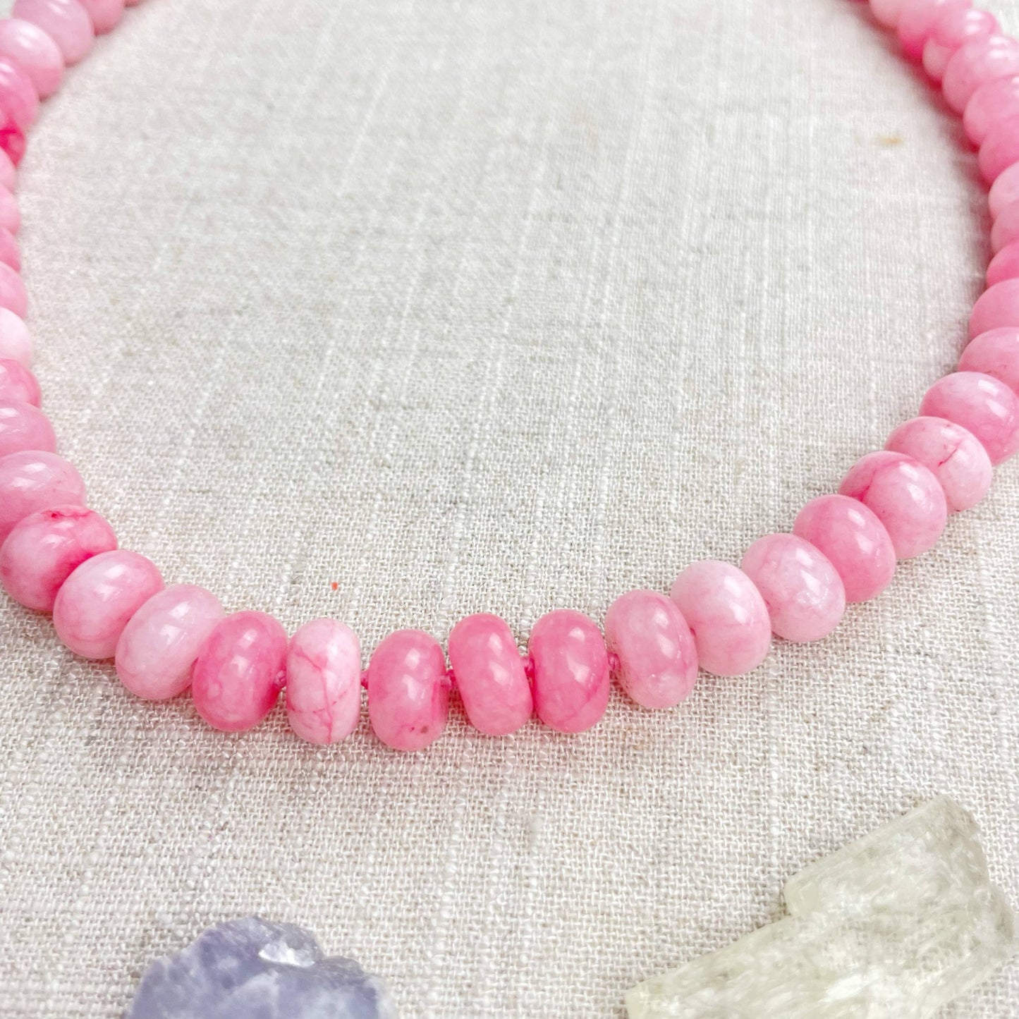 Pink Jade 10mm Hand Knotted Beaded Necklace