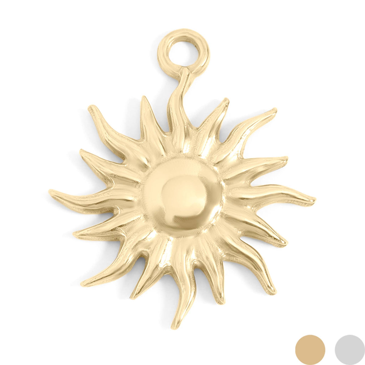 18K Gold Stainless Steel Mystic Sun Charm: Stainless