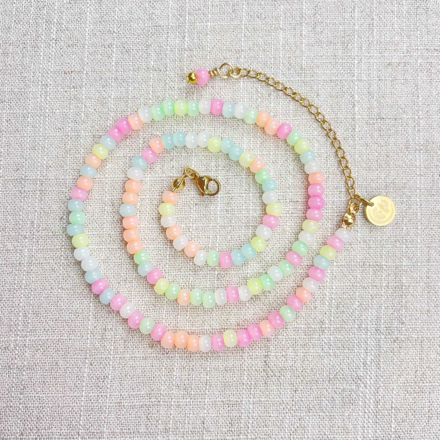 Mixie/// Sorbet Mixed Czech Glass Beaded Necklace: 18inch