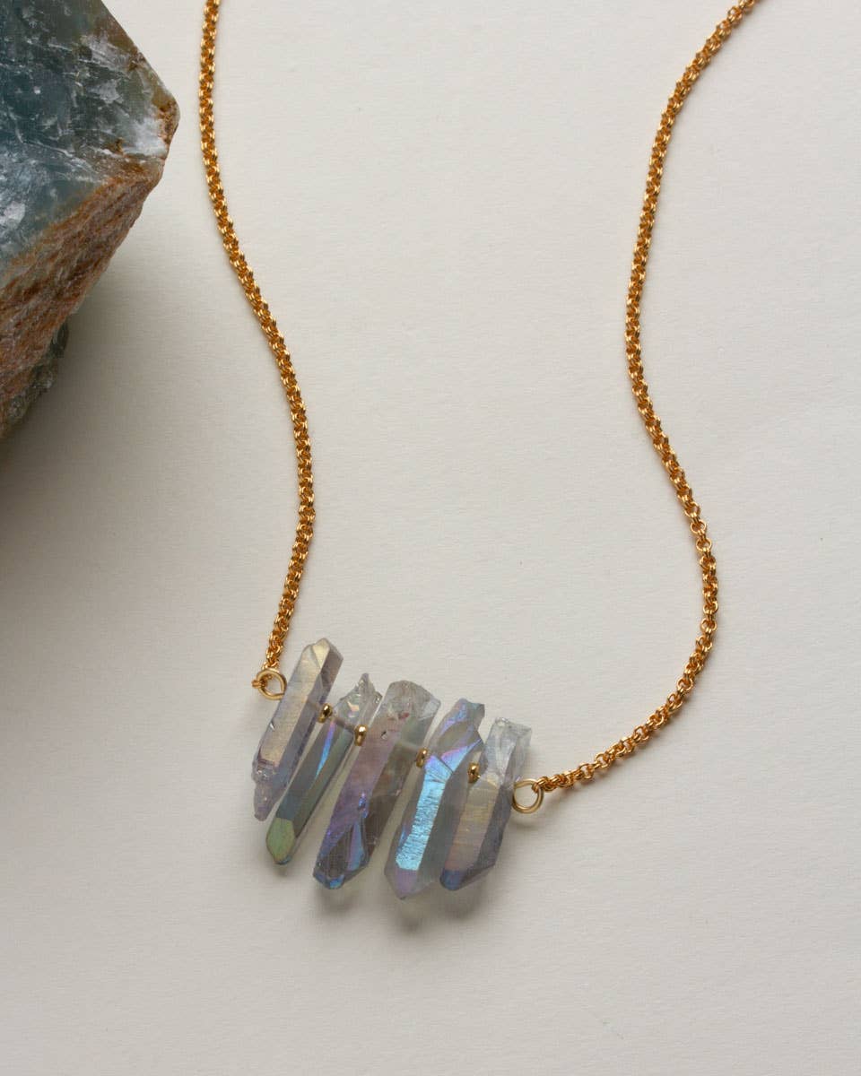 Rainy Day Necklace - Rainbow Quartz