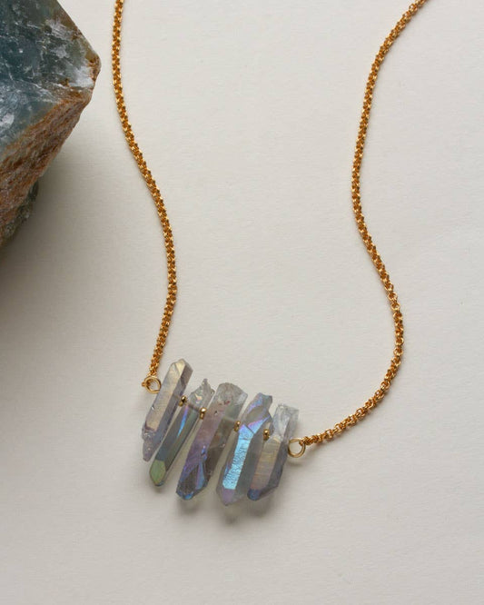 Rainy Day Necklace - Rainbow Quartz