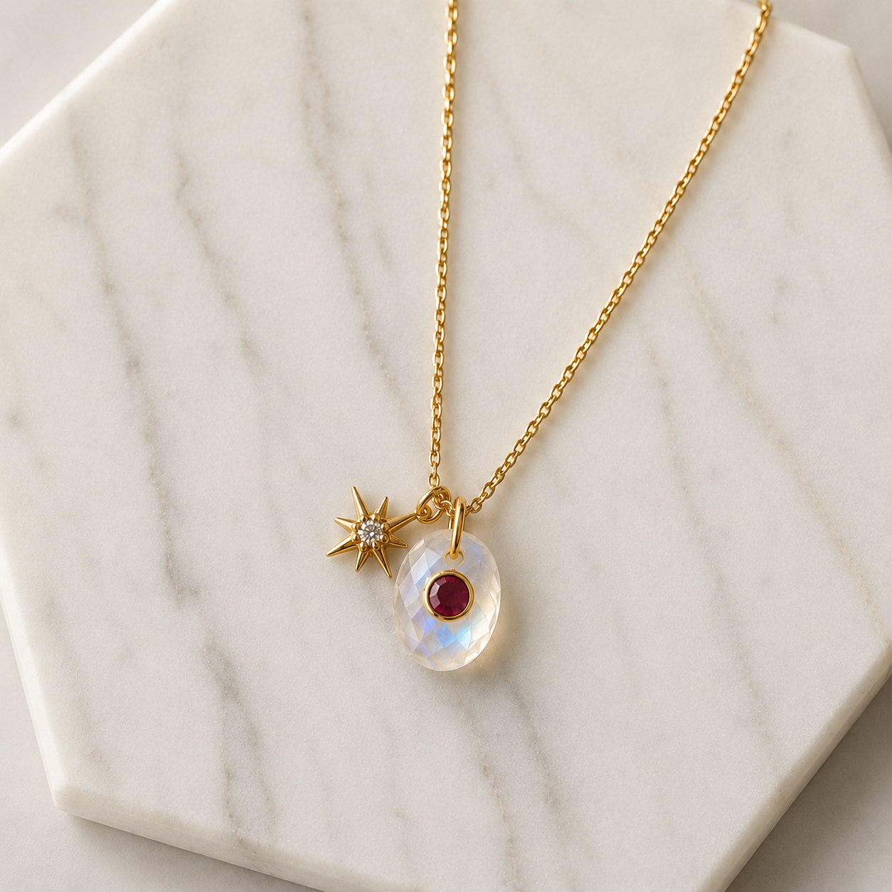 Moonstone Star Necklace: Labradorite