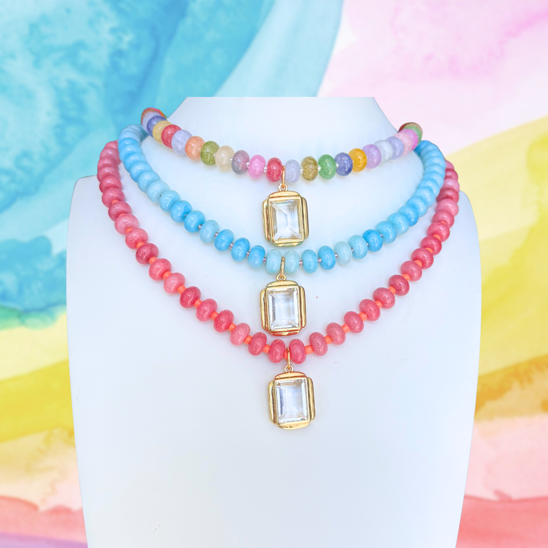 Candy Beaded Necklace: Pink