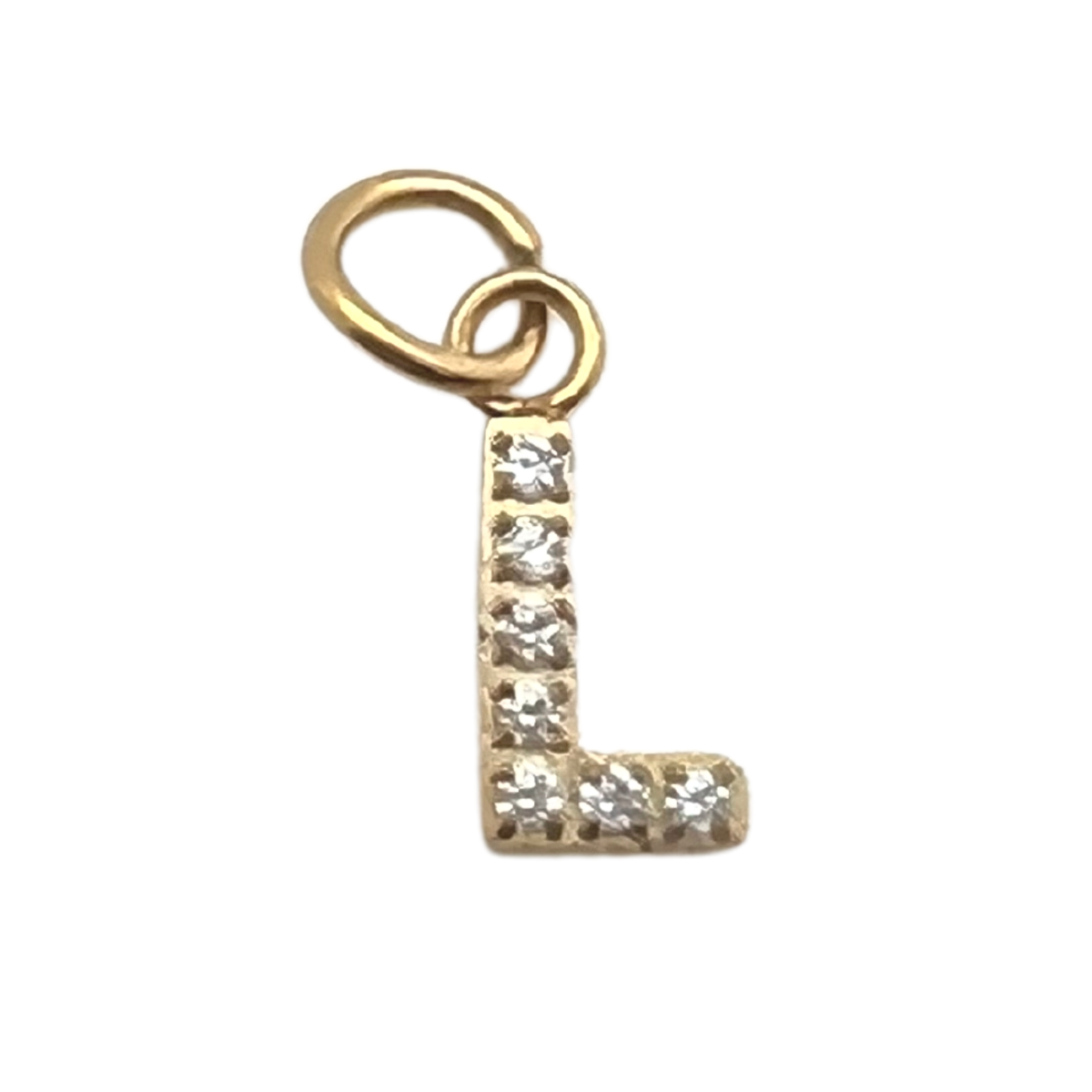 Gold Pavé Set CZ Initial Letter Charms: K