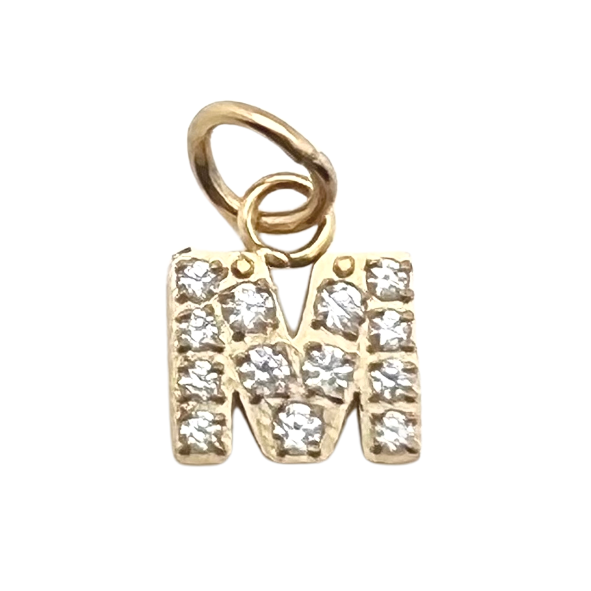 Gold Pavé Set CZ Initial Letter Charms: A