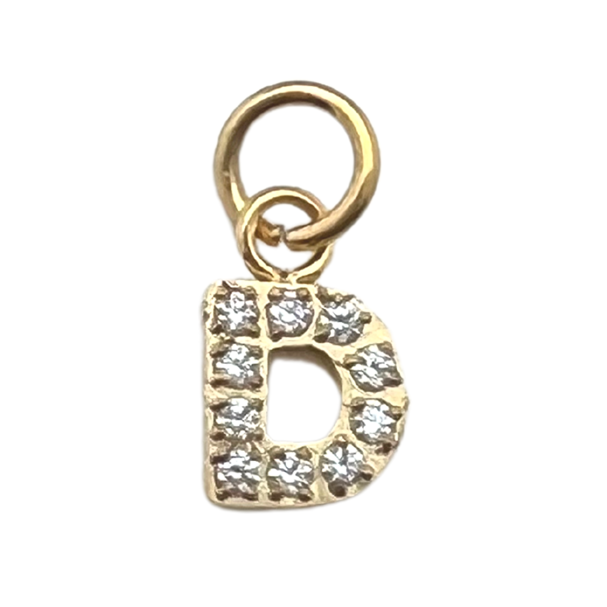 Gold Pavé Set CZ Initial Letter Charms: K