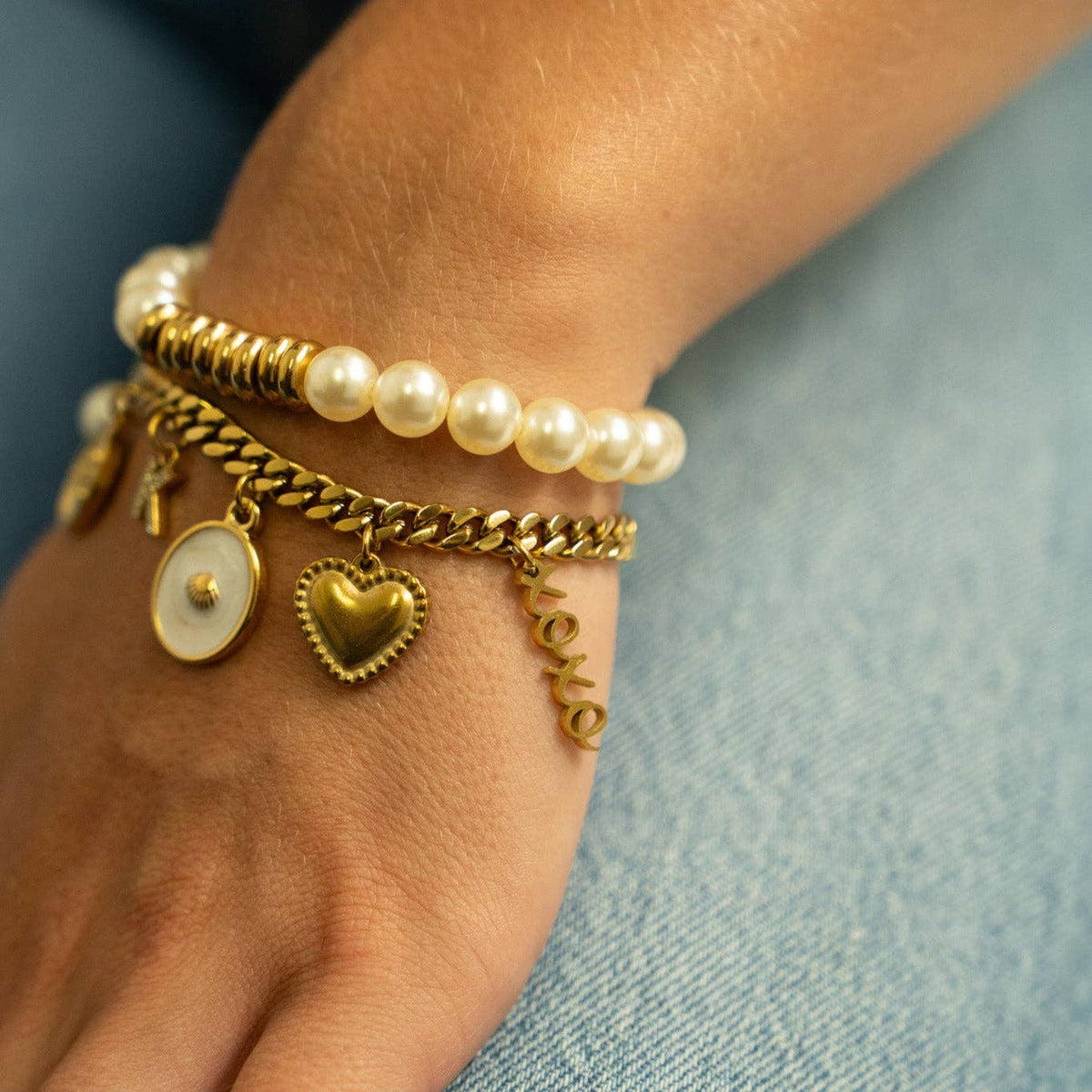 18K Gold PVD Stainless Steel XOXO Charm: Stainless