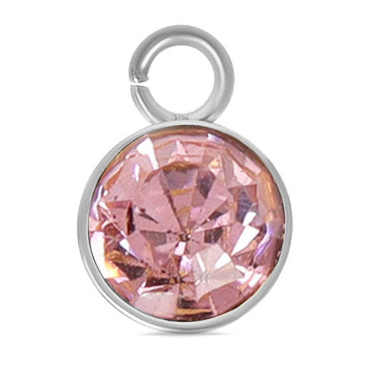 Stainless Steel Cubic Zirconia Birthstone Charm: December/BlueZircon