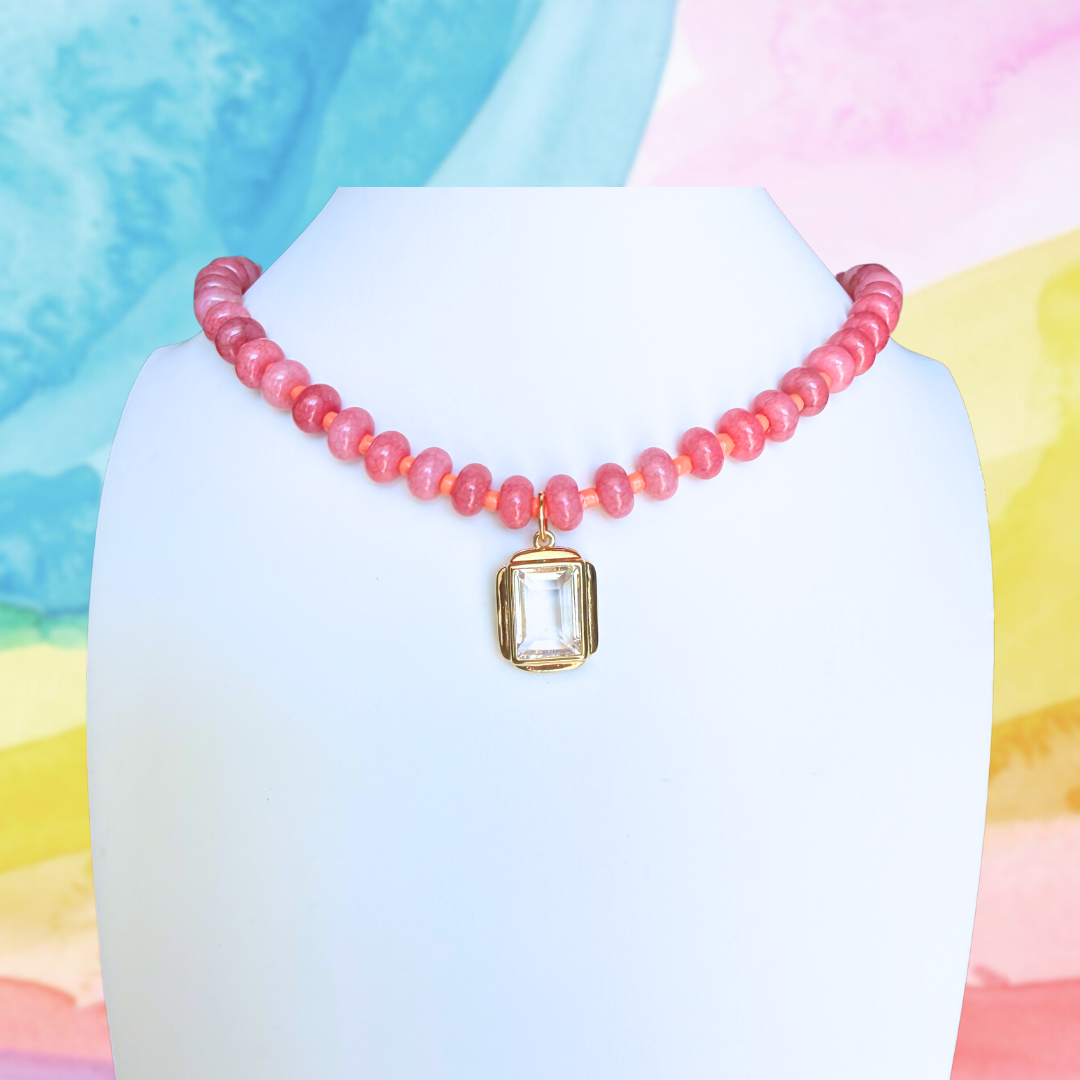 Candy Beaded Necklace: Pink