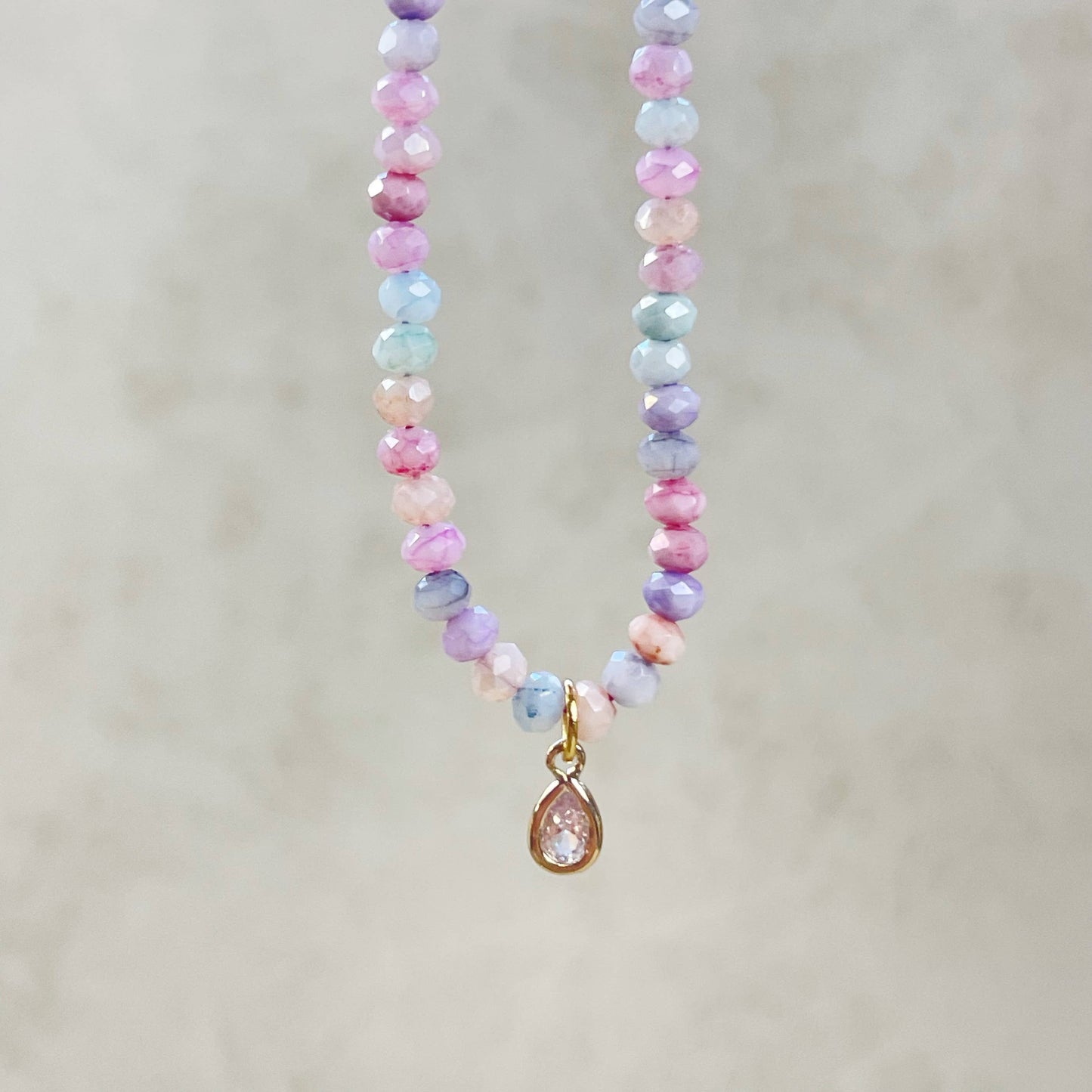 Mica// Multi Iridescent Crystal Beaded Delicate Necklace