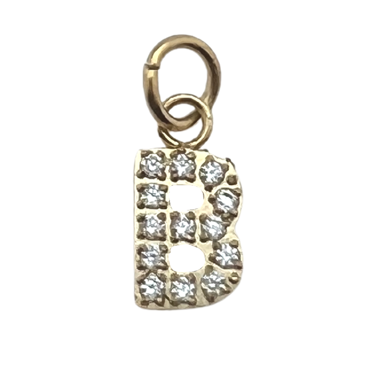 Gold Pavé Set CZ Initial Letter Charms: A