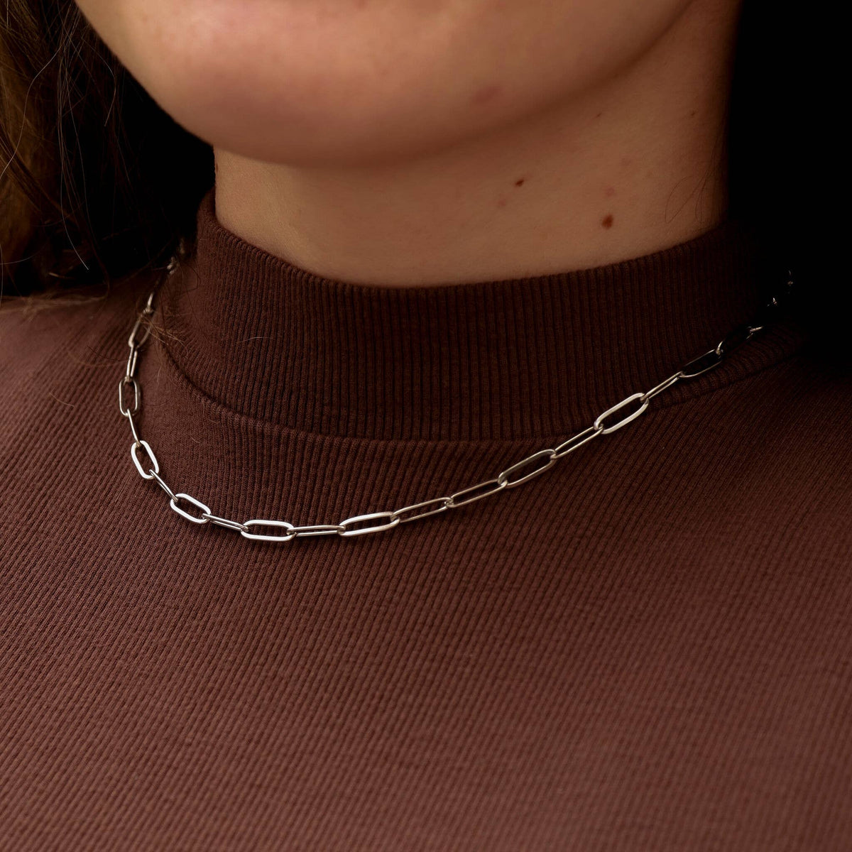 Stainless Steel Paperclip Chain Necklace: 14+02” / 4mm