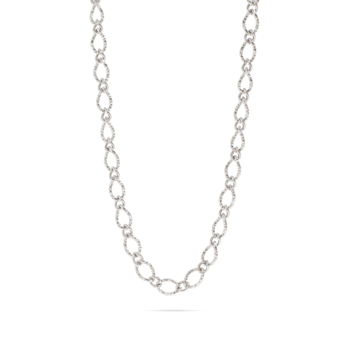 18K Gold PVD Stainless Steel Hammered Oval Chain Necklace: Gold / 16+2"