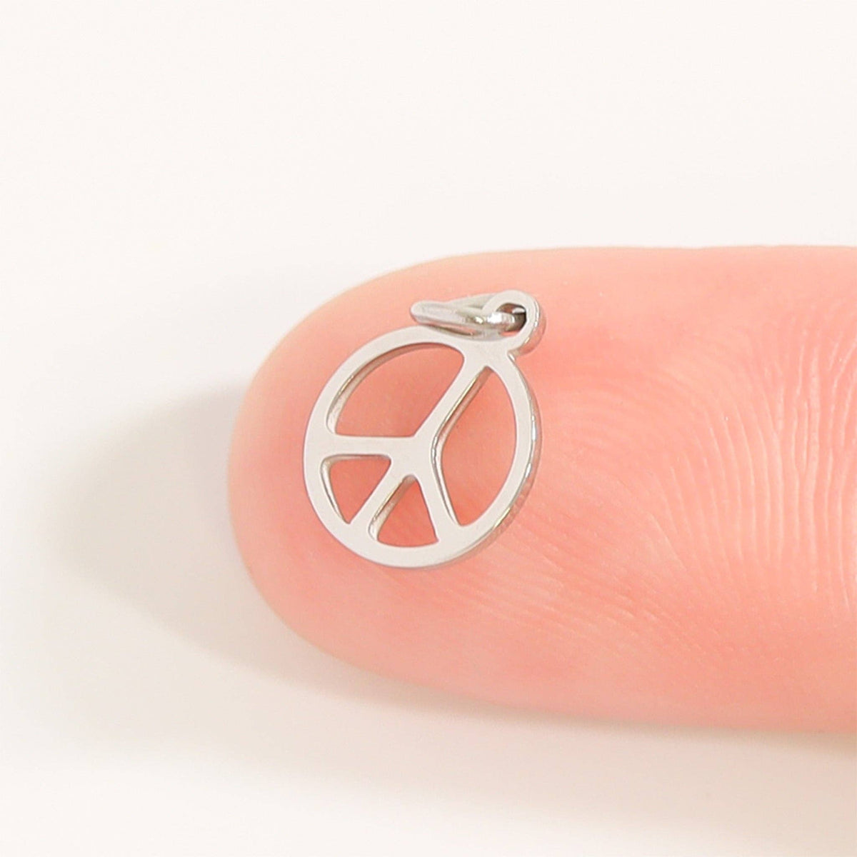 18K Gold Stainless Steel Peace Sign Charm: Stainless