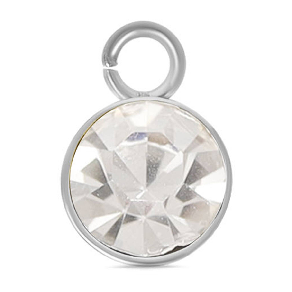 Stainless Steel Cubic Zirconia Birthstone Charm: December/BlueZircon