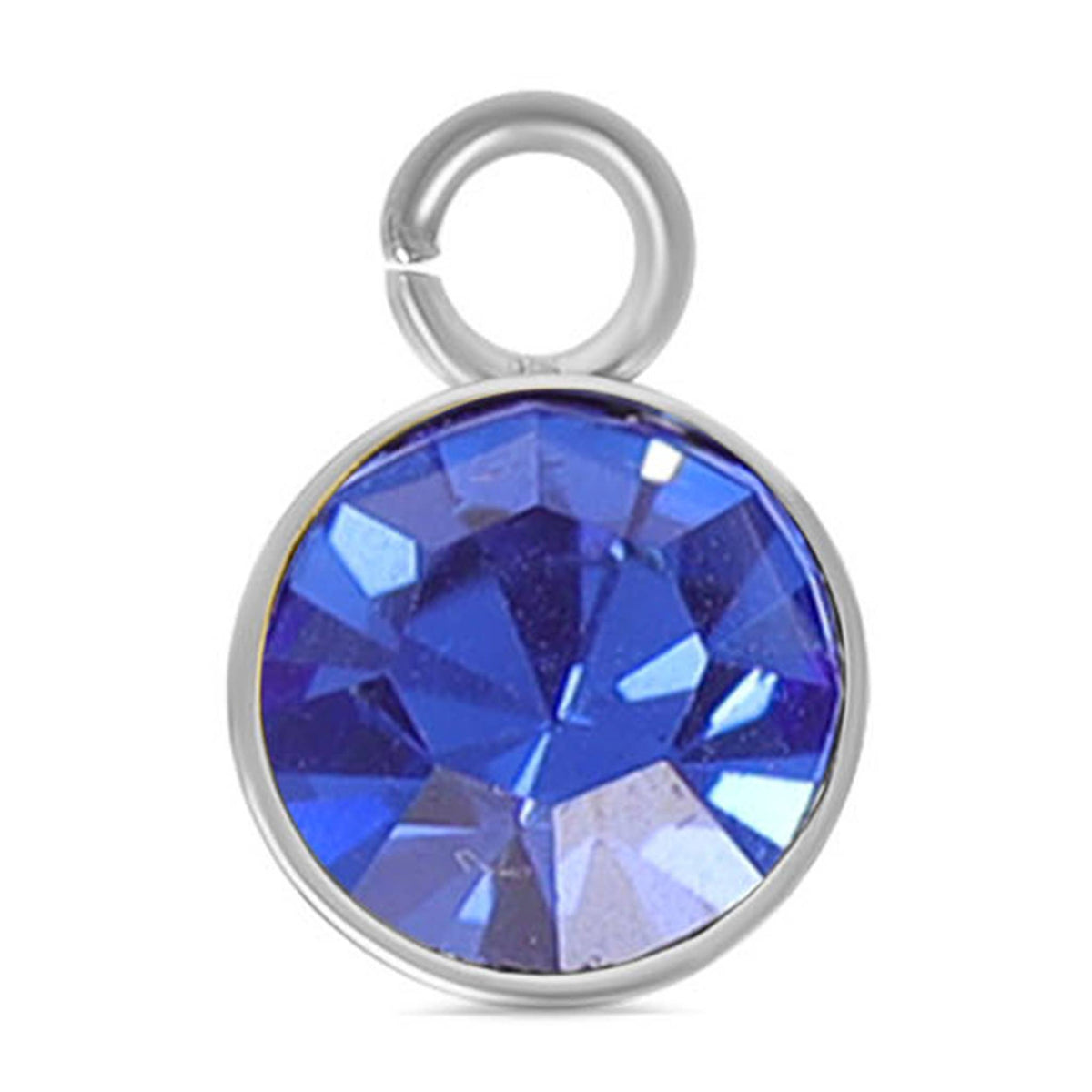 Stainless Steel Cubic Zirconia Birthstone Charm: December/BlueZircon