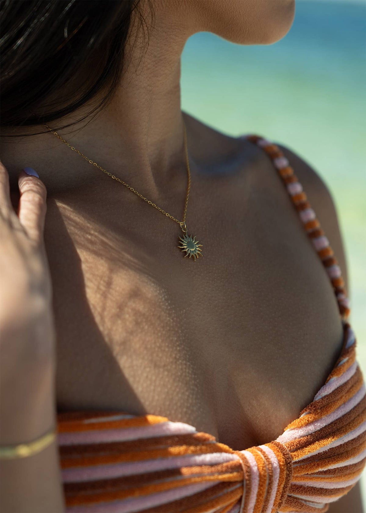 18K Gold Stainless Steel Mystic Sun Charm: Stainless