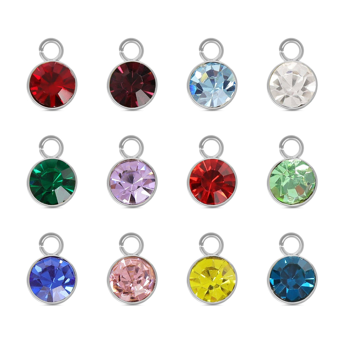 Stainless Steel Cubic Zirconia Birthstone Charm: December/BlueZircon