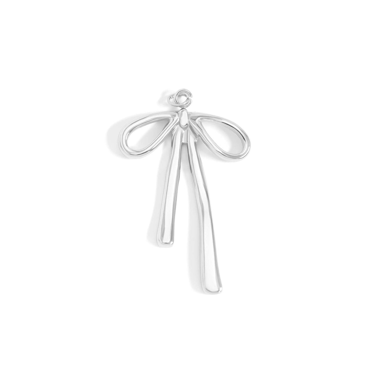 18K Gold PVD Stainless Steel Long Bow Charm: Stainless