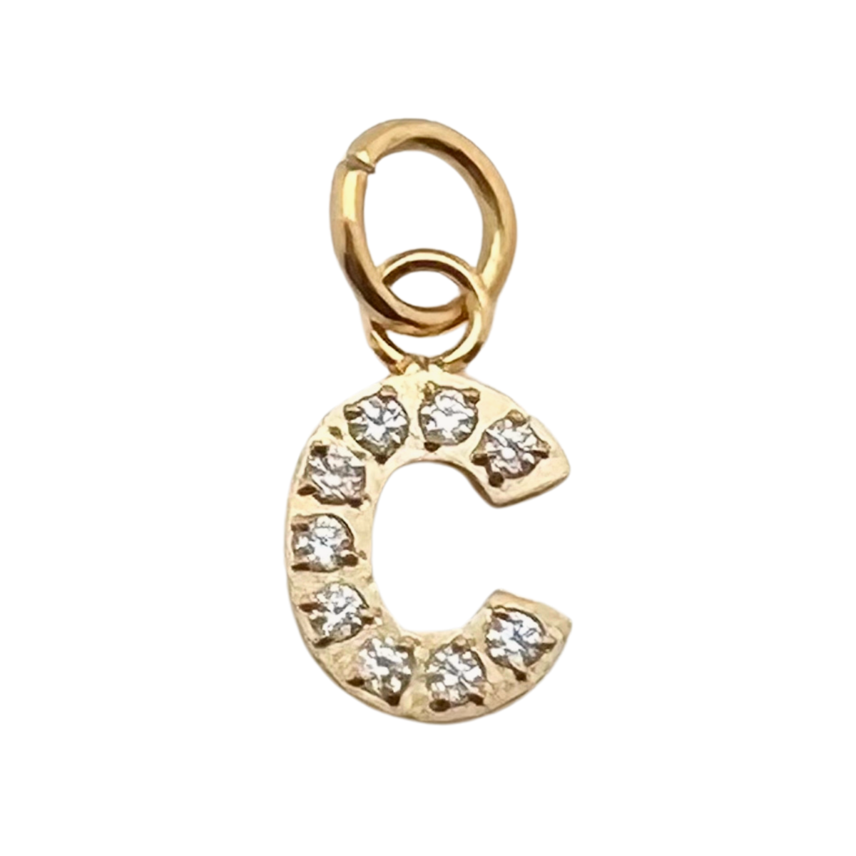 Gold Pavé Set CZ Initial Letter Charms: K