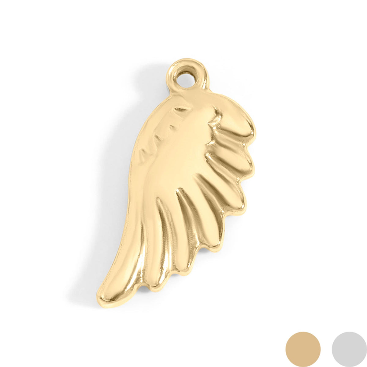 18K Gold PVD Stainless Steel Small Angel Wing Charm: Gold